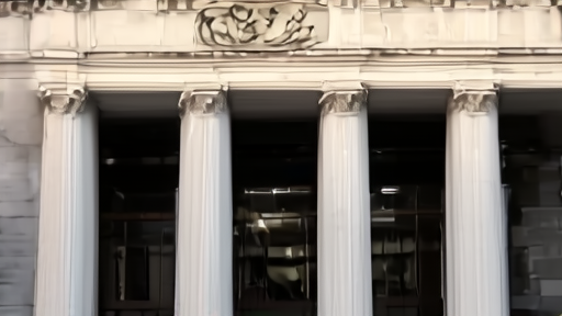 The exterior of the Procuraduría General de la República building in Mexico City under morning light, the federal coat-of-arms visible above the entrance.