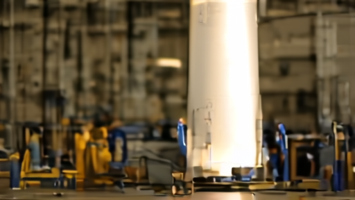 Falcon 9 booster on the Hawthorne factory floor