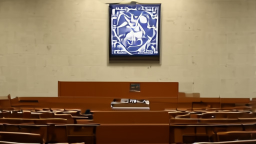 The empty horseshoe-shaped Security Council chamber at UN headquarters in New York with the agenda board lit