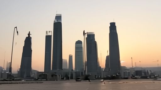 Saudi Aramco corporate complex in Dhahran with flags and reflective glass facade at dawn.