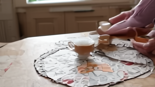 Older woman seated alone at a kitchen table with a half-finished puzzle and a cup of tea, late-afternoon window light, an unanswered phone resting face-down on a placemat.