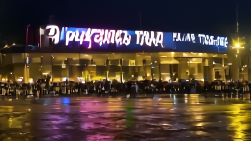 Lenovo Center exterior at night after Game 1 with Hurricanes signage on the marquee and the parking-lot crowd thinning under sodium lights
