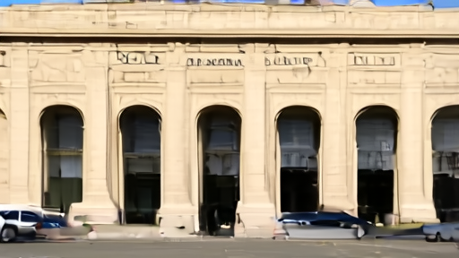 Wide exterior of the Albert V. Bryan Federal Courthouse in Alexandria, Virginia at midday.