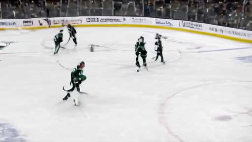Colorado Avalanche players celebrating a goal at Ball Arena while Minnesota Wild defenders skate back to the bench.