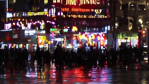 Theatrical marquee at a Manhattan multiplex showing 'The Devil Wears Prada 2' on opening night, sidewalk crowd, taxi headlights blurred.