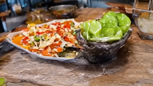 A Mexican-American family kitchen in early evening with a sheet pan of carne asada tacos, salsa verde in a molcajete, and lime wedges on a worn wooden table.