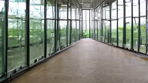Federal building corridor in Canberra at midday with biosecurity-related signage on glass walls.