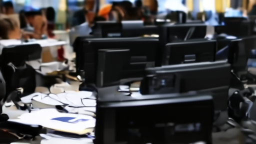 Trading desk monitors at a Wall Street brokerage with the Berkshire Hathaway ticker visible.