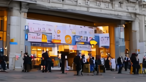 Wiener Stadthalle exterior at dusk with Eurovision 2026 banners hung along the entrance and crew unloading flag cases.