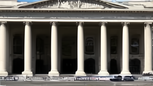 Wide exterior of the U.S. Treasury Department headquarters in Washington at midday with light traffic on Pennsylvania Avenue.