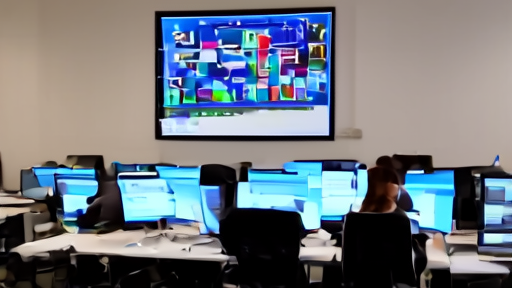 The Coinbase trading floor at midday with the Bitcoin price chart projected on a wall display.