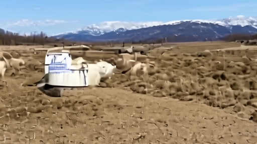 Idaho dairy operation at midday with Holstein cows in an open milking parlor, USDA biosecurity placard visible on a metal gate, dirt access road leading away.