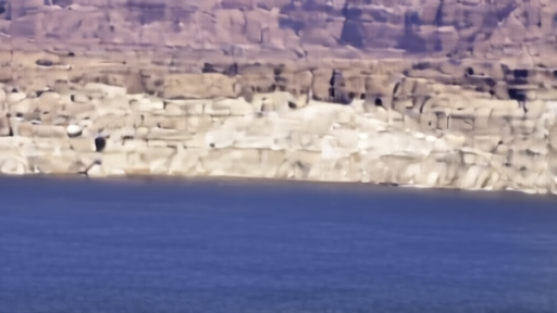 The white bathtub ring at Glen Canyon Dam showing the dropped water level