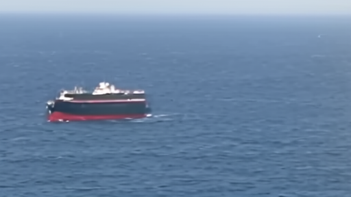 A Russian-flagged tanker mid-Atlantic seen from a satellite tracking image.