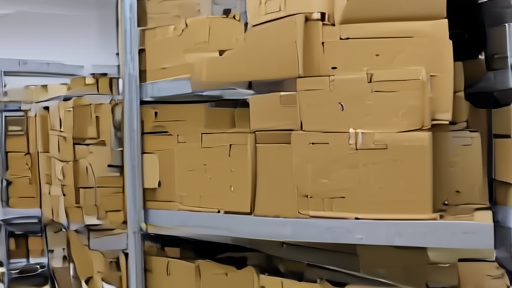 Reel-to-reel tape archive in a CBS storage room under fluorescent light