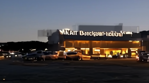 Meta's Burlingame campus sign at twilight with a few cars in the lot