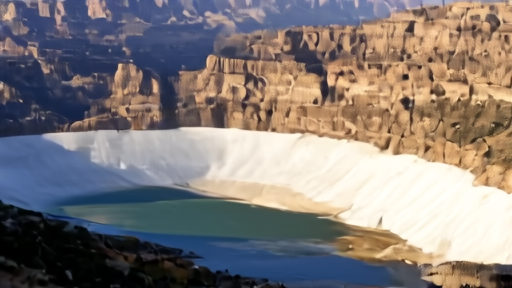Glen Canyon Dam from below the spillway, water level visibly low, late-afternoon shadow on canyon walls.