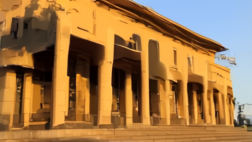 The Okeechobee County Courthouse exterior in early-Florida light with palm shadows on the steps