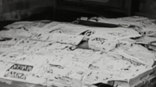 A radio waveform monitor beside rows of archived URLs and tape boxes