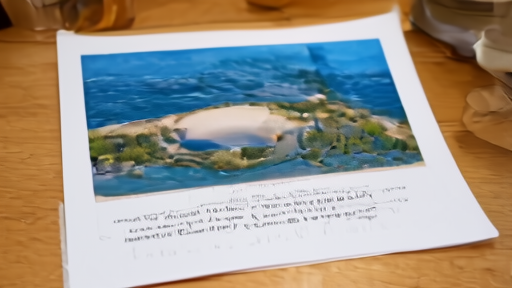 A utility bill lies on a kitchen table beside a photograph of Lake Powell's white bathtub ring.
