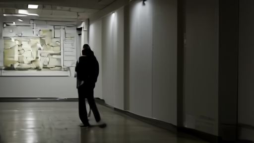 Pentagon corridor at evening with a uniformed officer carrying a binder past a wall map, dim institutional lighting