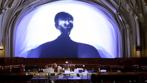 David Attenborough's silhouette against the projected dome interior of the Royal Albert Hall during the BBC live tribute