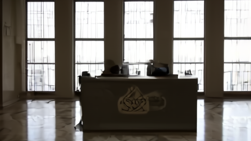 FCC headquarters lobby in Washington with the commission seal on the marble floor