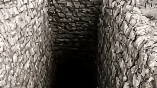 An empty Japanese well shaft seen from above with stone walls and dim light filtering down