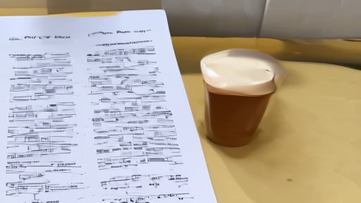 A printed NICE technology-appraisal document on a clinic desk beside an empty coffee cup, a wall clock visible at the side of the frame.