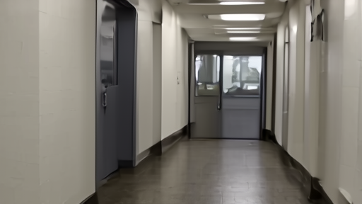 Split hallway with a civilian agency door and a Pentagon door kept separate