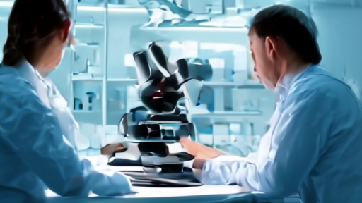Researcher examining molecular models in a laboratory setting