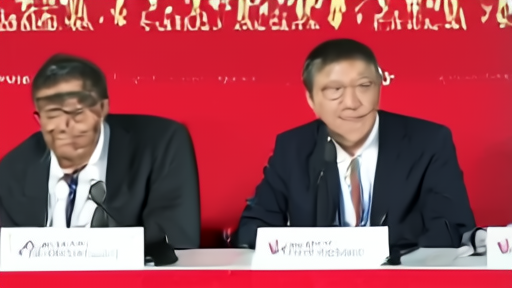 Park Chan-wook at a Cannes press table with microphone and Palme d'Or backdrop