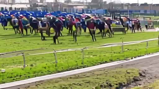 Horses breaking from the gate at Laurel Park racetrack