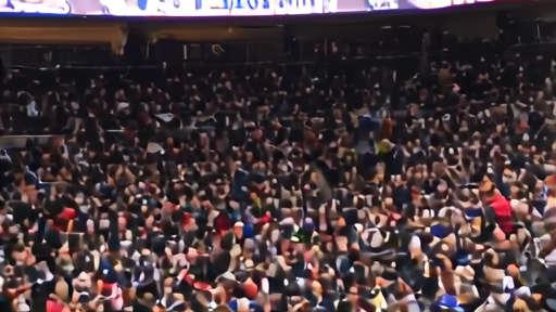 Packed arena interior at Toronto Tempo's first home game with Tempo branding visible