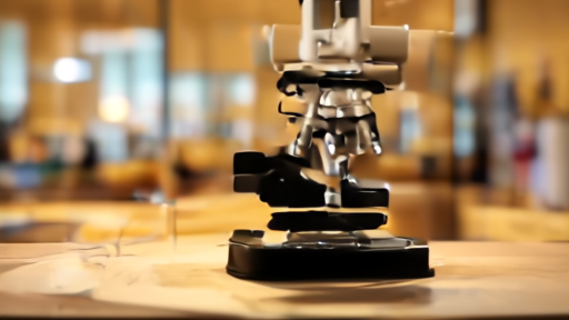 A laboratory bench microscope frame focused on a bone-mineralization assay plate, the McGill campus in soft focus through a window.