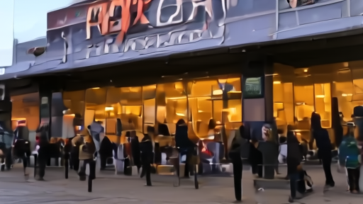 The exterior of KeyBank Center in Buffalo before a Stanley Cup playoff game, a banner hanging from the facade