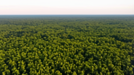 An aerial view of unbroken Amazon rainforest canopy under morning light, no figures, no roads visible.