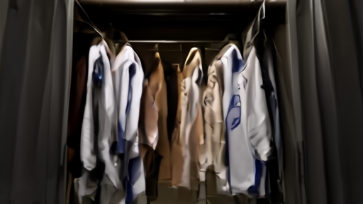 A WNBA locker-room corridor with two jersey nameplates side by side and a fragment of a contract document tacked on a corkboard at the edge of the frame