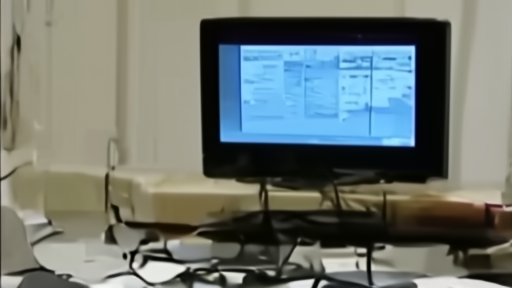 A congressional hearing room monitor showing a tied vote tally beside an empty witness chair