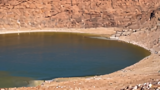 Flaming Gorge dam release gates with a low reservoir bathtub ring visible on red rock walls.