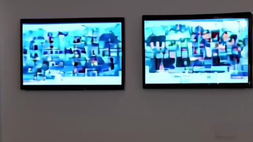 A studio film library shelf feeding into a streaming storefront on a wall of screens