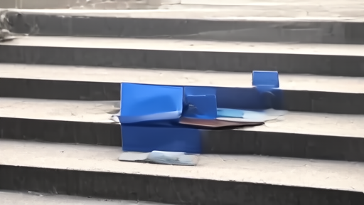 Courthouse steps with two legal folders marked OpenAI and Musk on a bench