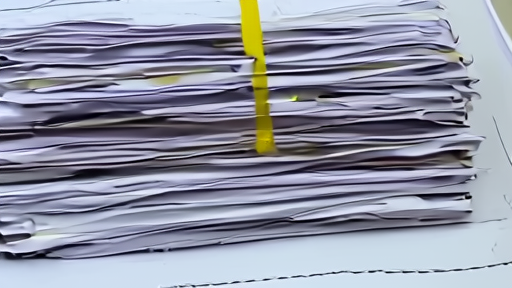 A printed three-year line chart descending left to right on a coroner's office desk beside provisional death certificates