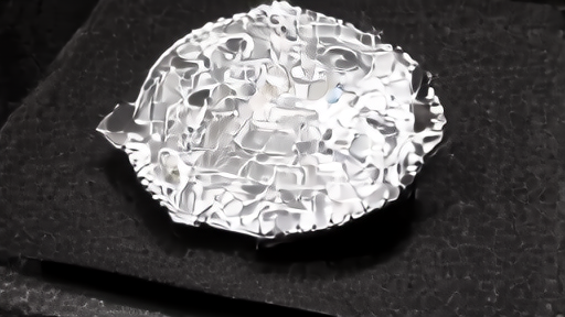 A Cerebras wafer-scale chip on a velvet exhibit pedestal under raked light with a downward Bloomberg ticker reflected in the silicon
