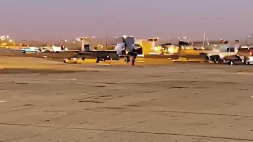 Modi descending an Air India One staircase onto a UAE tarmac at dusk with a fuel truck visible in the middle distance