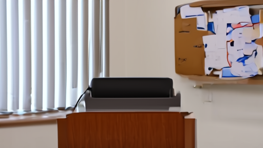 An empty CDC briefing-room lectern with a 2026 FIFA World Cup schedule pinned to a corkboard behind it, the microphone wires coiled and unused.
