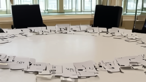 A circular international-meeting table with delegate placecards set out and the Bangladesh seat empty.
