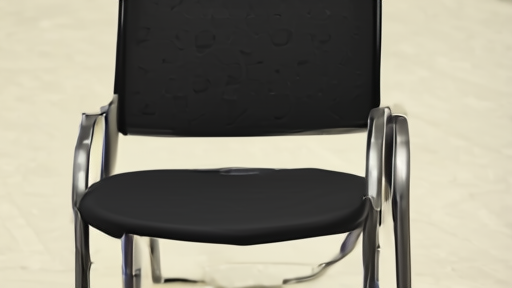 An empty folding chair behind a press-conference podium bearing the WNBA logo, microphone on