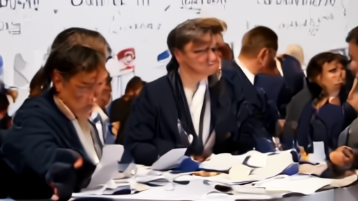 Cannes market booth with buyers reviewing film-sale packets