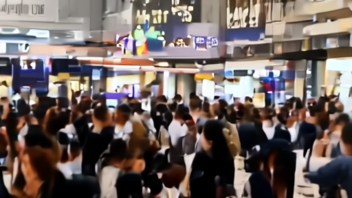 Film buyers and sales agents crowd a Cannes market corridor.
